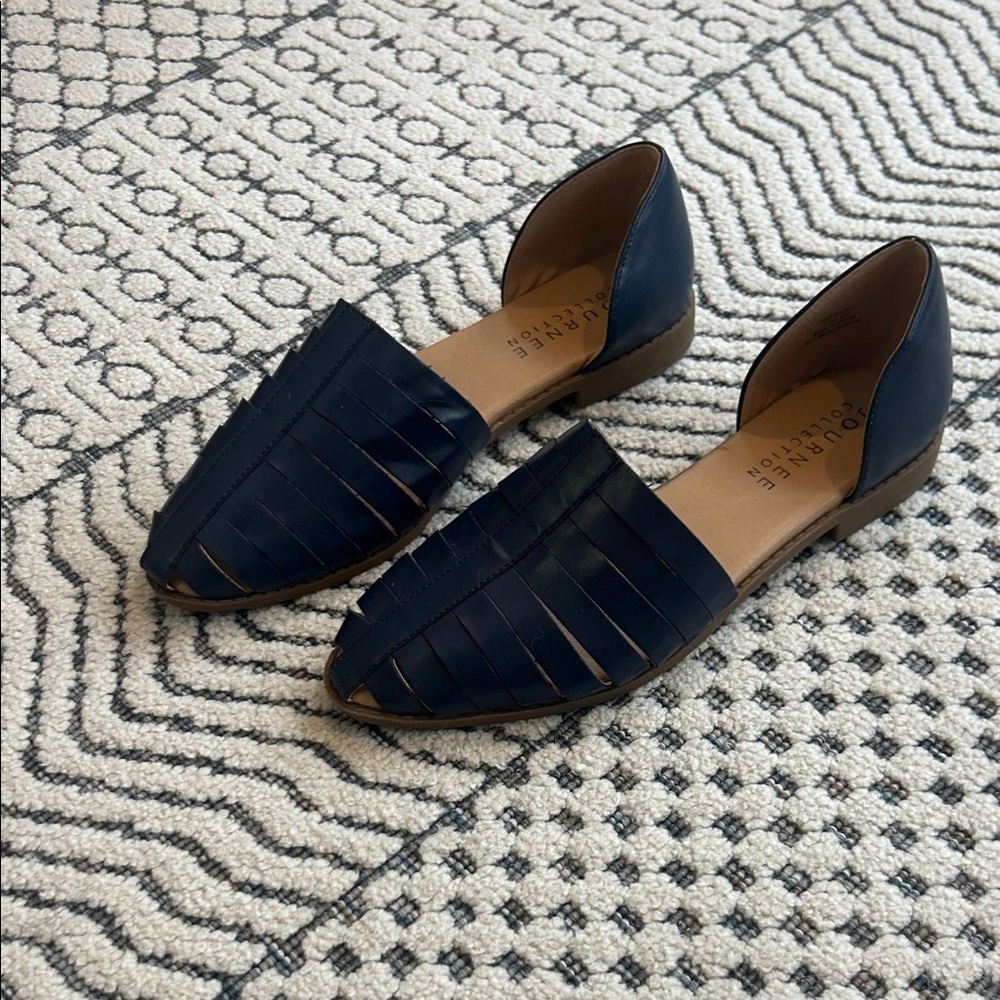 Navy Cutout Flats
